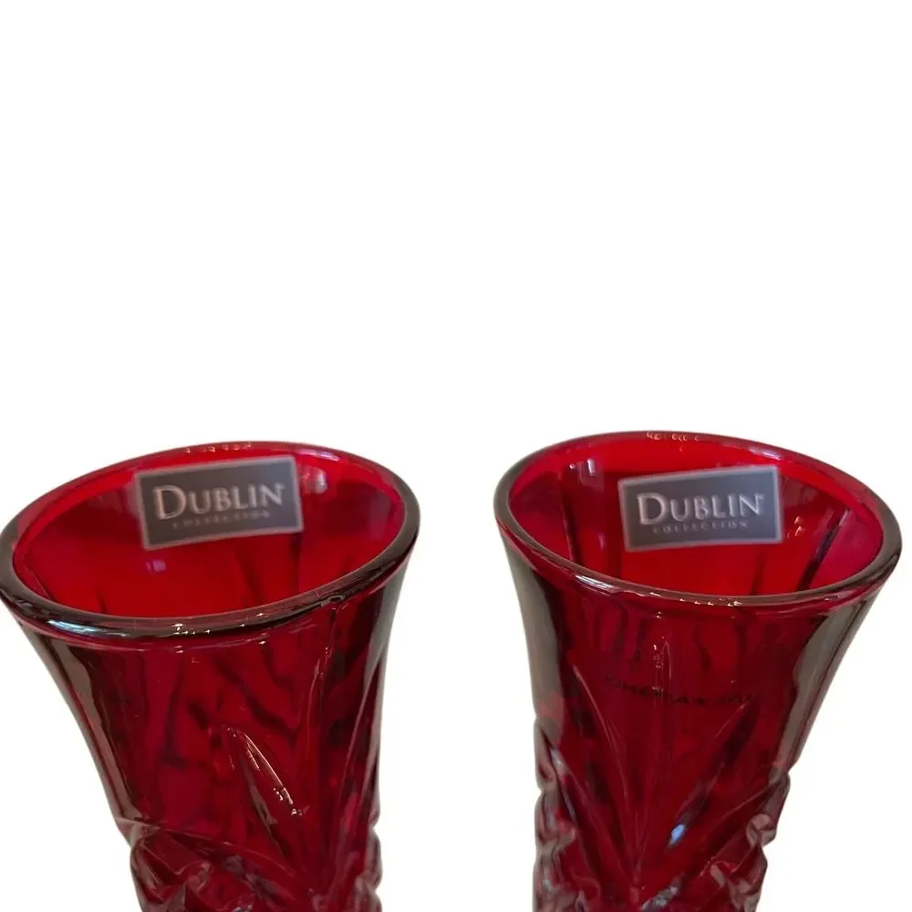NEW Godinger Dublin Ruby Red Crystal Shot Glasses Set of 6 Holiday Barware